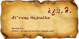Árvay Hajnalka névjegykártya